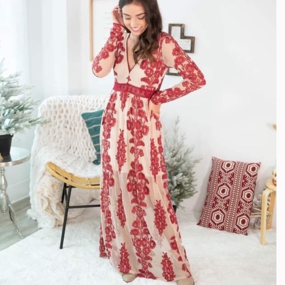 Altar'd State Norrie Maxi Long Sleeve Dress MED - Picture 1 of 8